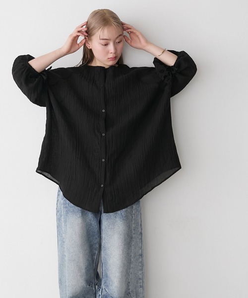 forksy.(フォルクシー)の「【forksy.】楊柳シアー ボリュームスリーブ ブラウス(シャツ/ブラウス・レディース・ライトイエロー/ブラック/ミント・FREE)」の4枚目の写真