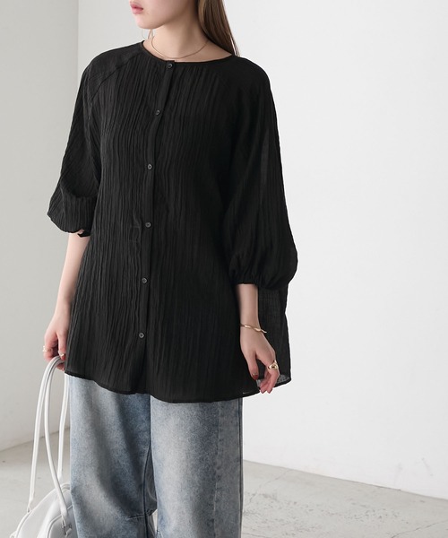 forksy.(フォルクシー)の「【forksy.】楊柳シアー ボリュームスリーブ ブラウス(シャツ/ブラウス・レディース・ライトイエロー/ブラック/ミント・FREE)」の7枚目の写真