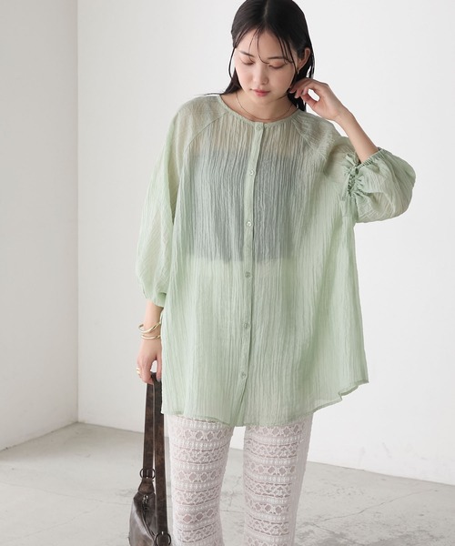 forksy.(フォルクシー)の「【forksy.】楊柳シアー ボリュームスリーブ ブラウス(シャツ/ブラウス・レディース・ライトイエロー/ブラック/ミント・FREE)」の15枚目の写真