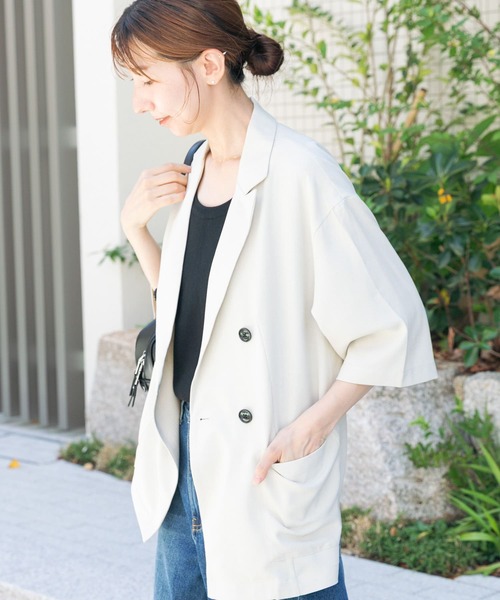 セール】リネンライクハーフスリーブジャケット（その他アウター