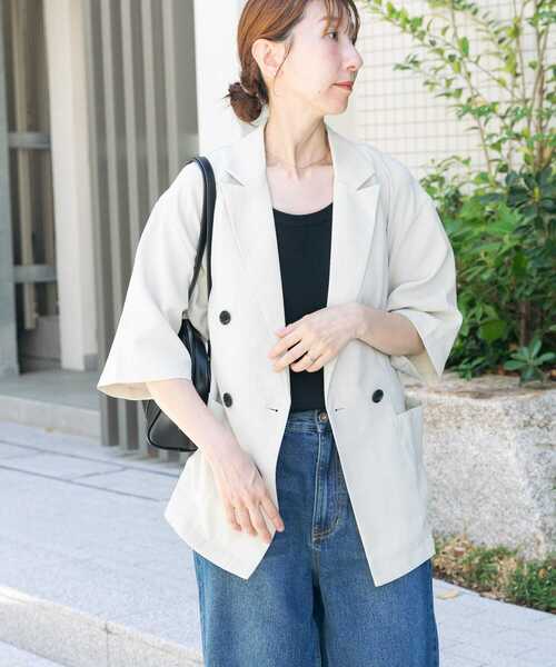 セール】リネンライクハーフスリーブジャケット（その他アウター