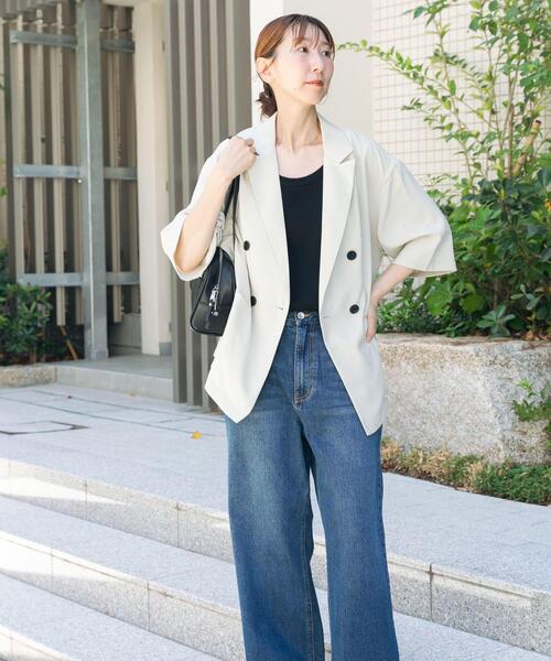 セール】リネンライクハーフスリーブジャケット（その他アウター