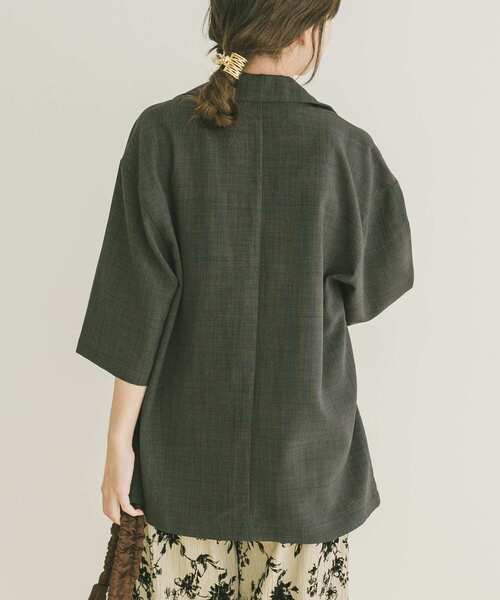 ETRE TOKYO ハーフスリーブライトジャケット リネン 麻 ブラック M ETRE TOKYO ハーフスリーブライトジャケット リネン 麻 ブラック