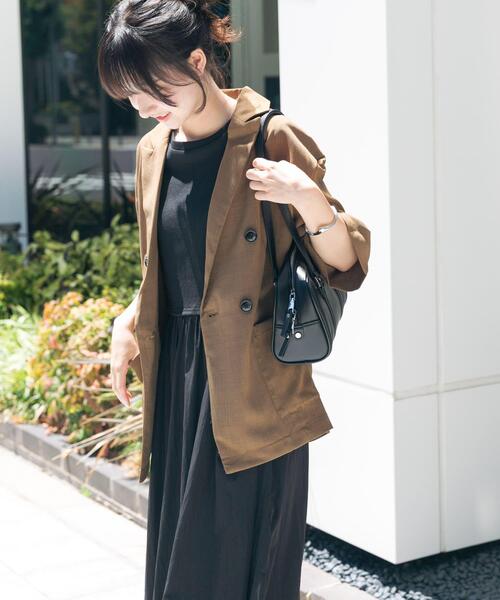 ITEMS URBANRESEARCH（アイテムズ アーバンリサーチ）の「リネンライクハーフスリーブジャケット（その他アウター・レディース・ブラウン/チャコールグレー/ベージュ・FREE）」の18枚目の写真