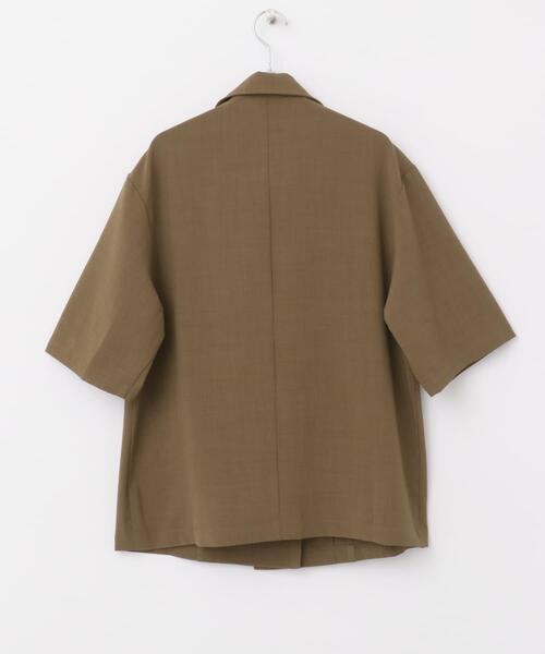 PUBLIC TOKYO：リネンライクハーフスリーブシャツジャケット ベージュ PUBLIC TOKYO（パブリックトウキョウ）の「【セットアップ対応