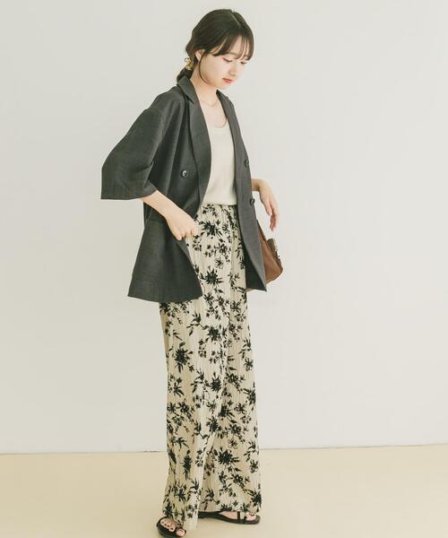 ITEMS URBANRESEARCH（アイテムズ アーバンリサーチ）の「リネンライクハーフスリーブジャケット（その他アウター・レディース・ブラウン/チャコールグレー/ベージュ・FREE）」の5枚目の写真