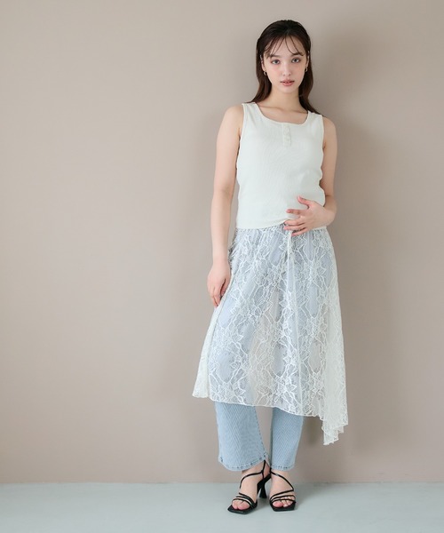 coca(coca)(コカ)の「【WEB限定セール】レーススカート(スカート・レディース・アイボリー・ONE SIZE)」の2枚目の写真