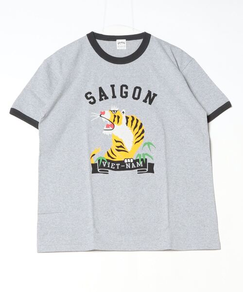 HOUSTON(ヒューストン)の「HOUSTON / RINGER TEE(TIGER) / 22304(Tシャツ/カットソー・レディース・グレー/ブラック/ネイビー・X-LARGE)」の5枚目の写真