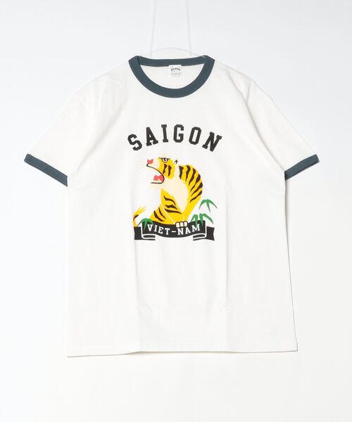 HOUSTON(ヒューストン)の「HOUSTON / RINGER TEE(TIGER) / 22304(Tシャツ/カットソー・レディース・グレー/ブラック/ネイビー・X-LARGE)」の6枚目の写真