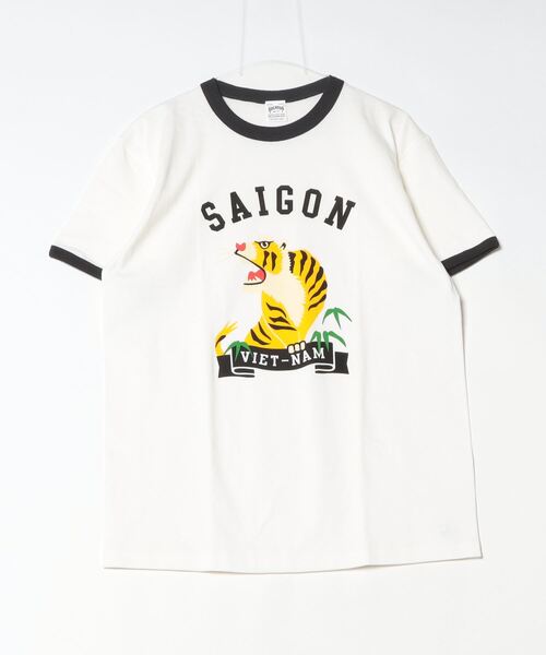 HOUSTON(ヒューストン)の「HOUSTON / RINGER TEE(TIGER) / 22304(Tシャツ/カットソー・レディース・グレー/ブラック/ネイビー・X-LARGE)」の7枚目の写真