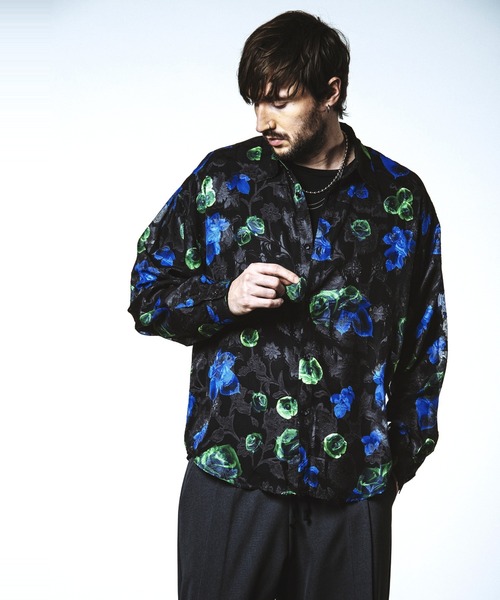 NO ID.（ノーアイディ）の「【NO ID.】Sheer Flower Big Shirt / シアー フラワー ビッグ シャツ（Tシャツ/カットソー・メンズ・ホワイト/グリーン/ブラック・ONE SIZE）」の17枚目の写真