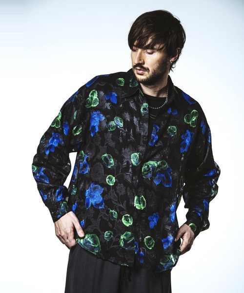 NO ID.（ノーアイディ）の「【NO ID.】Sheer Flower Big Shirt / シアー フラワー ビッグ シャツ（Tシャツ/カットソー・メンズ・ホワイト/グリーン/ブラック・ONE SIZE）」の19枚目の写真