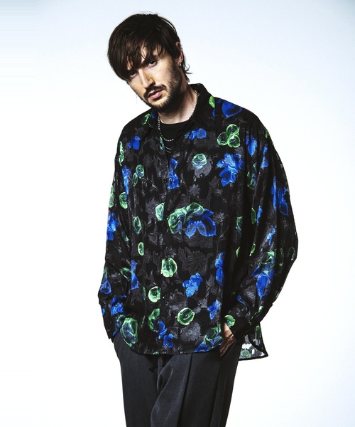 NO ID.（ノーアイディ）の「【NO ID.】Sheer Flower Big Shirt / シアー フラワー ビッグ シャツ（Tシャツ/カットソー・メンズ・ホワイト/グリーン/ブラック・ONE SIZE）」の20枚目の写真