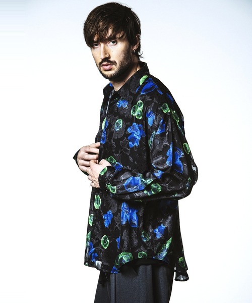 NO ID.（ノーアイディ）の「【NO ID.】Sheer Flower Big Shirt / シアー フラワー ビッグ シャツ（Tシャツ/カットソー・メンズ・ホワイト/グリーン/ブラック・ONE SIZE）」の21枚目の写真