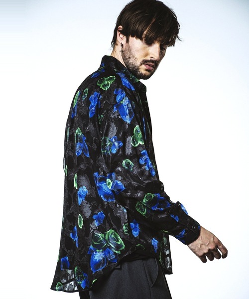 NO ID.（ノーアイディ）の「【NO ID.】Sheer Flower Big Shirt / シアー フラワー ビッグ シャツ（Tシャツ/カットソー・メンズ・ホワイト/グリーン/ブラック・ONE SIZE）」の22枚目の写真