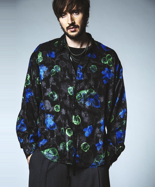 NO ID.（ノーアイディ）の「【NO ID.】Sheer Flower Big Shirt / シアー フラワー ビッグ シャツ（Tシャツ/カットソー・メンズ・ホワイト/グリーン/ブラック・ONE SIZE）」の10枚目の写真