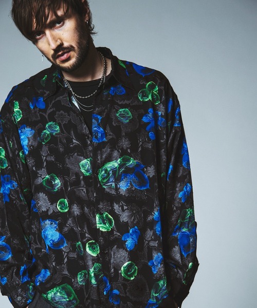 NO ID.（ノーアイディ）の「【NO ID.】Sheer Flower Big Shirt / シアー フラワー ビッグ シャツ（Tシャツ/カットソー・メンズ・ホワイト/グリーン/ブラック・ONE SIZE）」の11枚目の写真