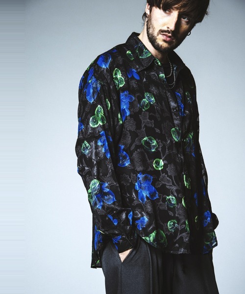 NO ID.（ノーアイディ）の「【NO ID.】Sheer Flower Big Shirt / シアー フラワー ビッグ シャツ（Tシャツ/カットソー・メンズ・ホワイト/グリーン/ブラック・ONE SIZE）」の13枚目の写真