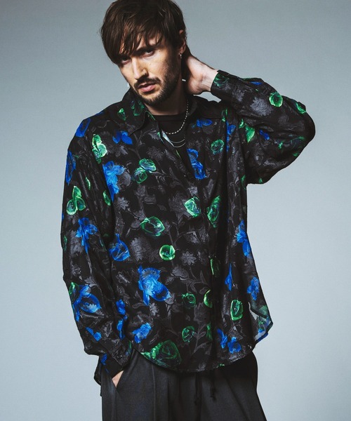 NO ID.（ノーアイディ）の「【NO ID.】Sheer Flower Big Shirt / シアー フラワー ビッグ シャツ（Tシャツ/カットソー・メンズ・ホワイト/グリーン/ブラック・ONE SIZE）」の14枚目の写真