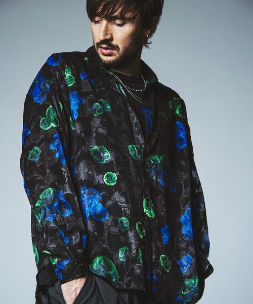 NO ID.（ノーアイディ）の「【NO ID.】Sheer Flower Big Shirt / シアー フラワー ビッグ シャツ（Tシャツ/カットソー・メンズ・ホワイト/グリーン/ブラック・ONE SIZE）」の16枚目の写真