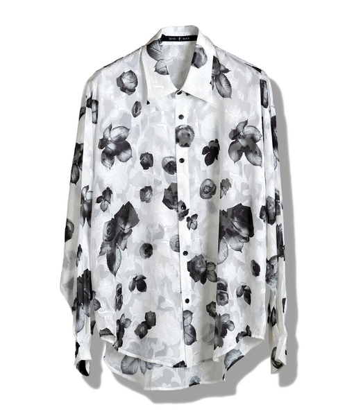 NO ID.（ノーアイディ）の「【NO ID.】Sheer Flower Big Shirt / シアー フラワー ビッグ シャツ（Tシャツ/カットソー・メンズ・ホワイト/グリーン/ブラック・ONE SIZE）」の8枚目の写真