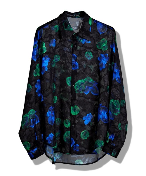 NO ID.（ノーアイディ）の「【NO ID.】Sheer Flower Big Shirt / シアー フラワー ビッグ シャツ（Tシャツ/カットソー・メンズ・ホワイト/グリーン/ブラック・ONE SIZE）」の9枚目の写真