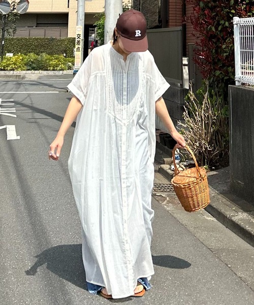 notch.（ノッチ）の「【 notch. by KR 】インド綿　シアーヨークピンタックワンピース（ワンピース・レディース・オフホワイト/ブルー系その他/ネイビー/ブラック・TM/M）」の5枚目の写真