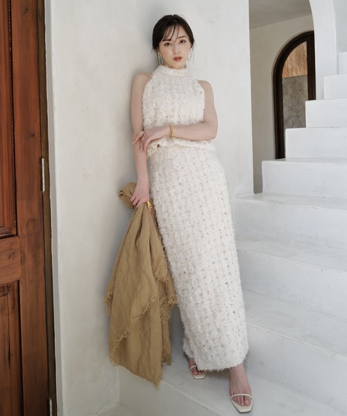 【新品未使用】anuansアニュアンス　エンブロイダリータイトスカート　ベージュ アニュアンス anuans エンブロイダリーレースタイトスカート （BEIGE