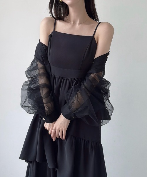 Meiru(メイル)の「アシメティアードキャミワンピース(ワンピース・レディース・ブラック/チャコール/アイボリー・SMALL/MEDIUM/LARGE)」の11枚目の写真