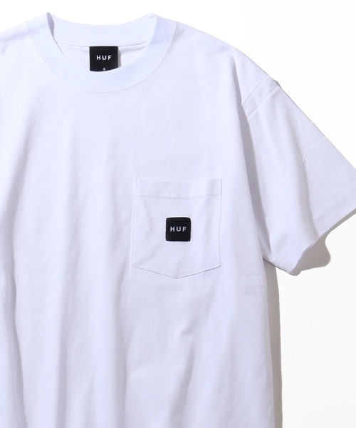 HUF(ハフ)の「【HUF/ハフ】ボックスロゴ ポケット付きショートスリーブTシャツ(Tシャツ/カットソー・メンズ・ブラック/ホワイト・M/S/XL/L)」の1枚目の写真