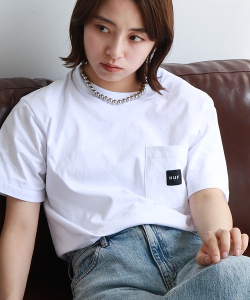 HUF(ハフ)の「【HUF/ハフ】ボックスロゴ ポケット付きショートスリーブTシャツ(Tシャツ/カットソー・メンズ・ブラック/ホワイト・M/S/XL/L)」の3枚目の写真