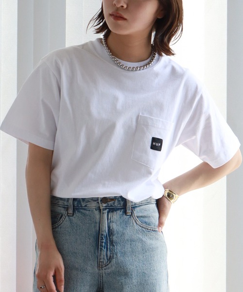 HUF(ハフ)の「【HUF/ハフ】ボックスロゴ ポケット付きショートスリーブTシャツ(Tシャツ/カットソー・メンズ・ブラック/ホワイト・M/S/XL/L)」の4枚目の写真