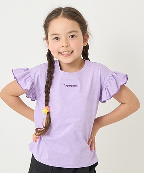 minimal(ミニマル)の「【接触冷感】袖フリルT(Tシャツ/カットソー・キッズ・ホワイト/パープル/オレンジ/サックスブルー/ピンク・130cm/120cm/110cm/100cm/90cm/140cm)」の3枚目の写真