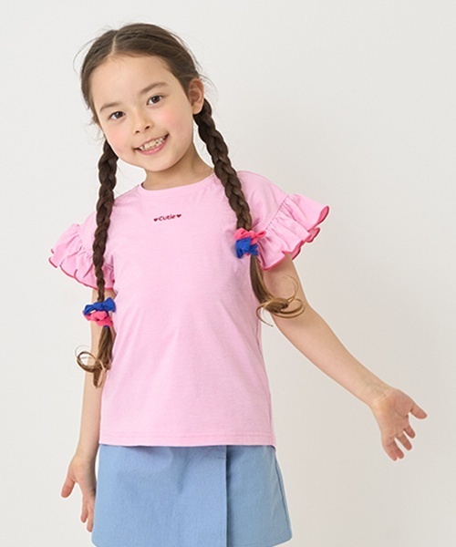 minimal(ミニマル)の「【接触冷感】袖フリルT(Tシャツ/カットソー・キッズ・ホワイト/パープル/オレンジ/サックスブルー/ピンク・130cm/120cm/110cm/100cm/90cm/140cm)」の4枚目の写真
