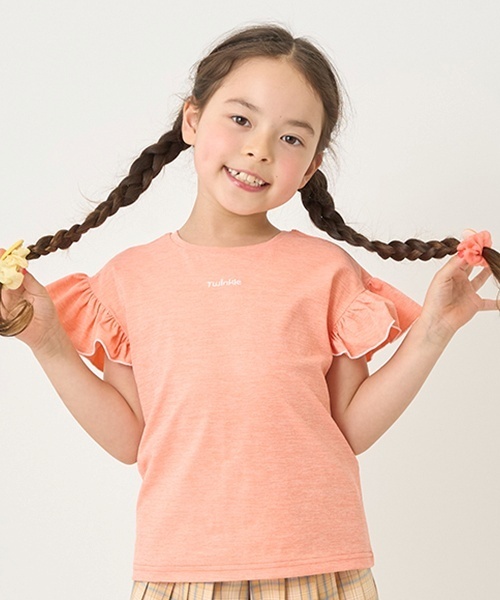 minimal(ミニマル)の「【接触冷感】袖フリルT(Tシャツ/カットソー・キッズ・ホワイト/パープル/オレンジ/サックスブルー/ピンク・130cm/120cm/110cm/100cm/90cm/140cm)」の5枚目の写真