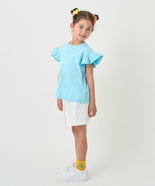 minimal(ミニマル)の「【接触冷感】袖フリルT(Tシャツ/カットソー・キッズ・ホワイト/パープル/オレンジ/サックスブルー/ピンク・130cm/120cm/110cm/100cm/90cm/140cm)」の17枚目の写真