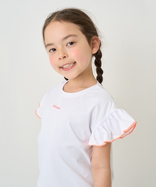 minimal(ミニマル)の「【接触冷感】袖フリルT(Tシャツ/カットソー・キッズ・ホワイト/パープル/オレンジ/サックスブルー/ピンク・130cm/120cm/110cm/100cm/90cm/140cm)」の19枚目の写真