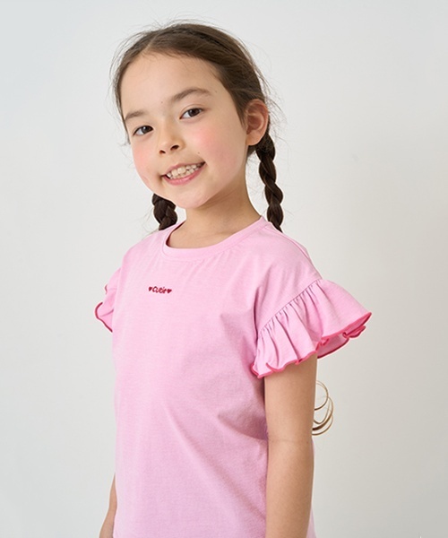 minimal(ミニマル)の「【接触冷感】袖フリルT(Tシャツ/カットソー・キッズ・ホワイト/パープル/オレンジ/サックスブルー/ピンク・130cm/120cm/110cm/100cm/90cm/140cm)」の21枚目の写真