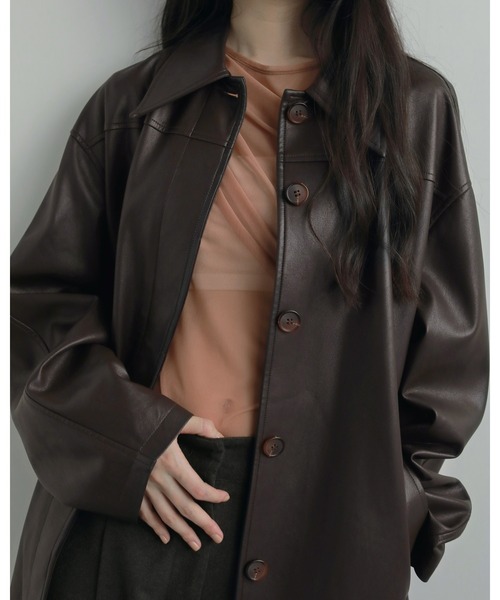 anuke(アンヌーク)の「Ecoleather Over Jacket(テーラードジャケット・レディース・ブラック/ダークブラウン・38inch/36inch)」の16枚目の写真