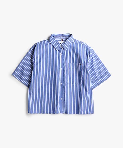 tommy jeans（トミー ジーンズ）の「ポプリンボクシーショートスリーブシャツ（シャツ/ブラウス・レディース・ホワイト/ブルー・32inch/34inch）」の7枚目の写真