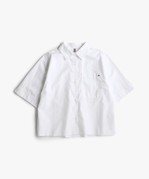 tommy jeans（トミー ジーンズ）の「ポプリンボクシーショートスリーブシャツ（シャツ/ブラウス・レディース・ホワイト/ブルー・32inch/34inch）」の13枚目の写真