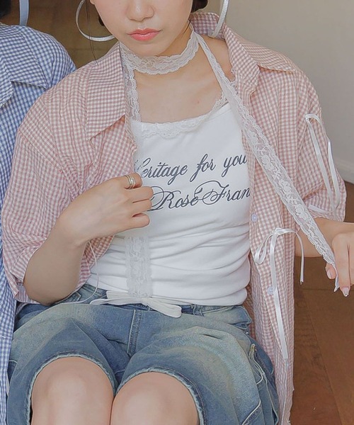 tシャツ 3.3 Field Trip／レーススリーブレス レディース 3.3 Field Trip／レースストール付き半袖T（Tシャツ/カットソー