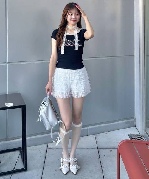 tシャツ 3.3 Field Trip／レーススリーブレス レディース 3.3 Field Trip／レースストール付き半袖T（Tシャツ/カットソー