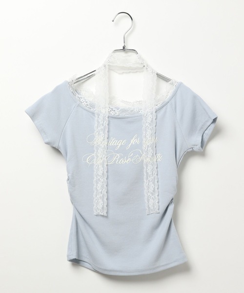 3.3 Field Trip (3.3フィールドトリップ)の「3.3 Field Trip/レースストール付き半袖T(Tシャツ/カットソー・レディース・ホワイト/グレー/ブルー/ブラック・FREE)」の15枚目の写真