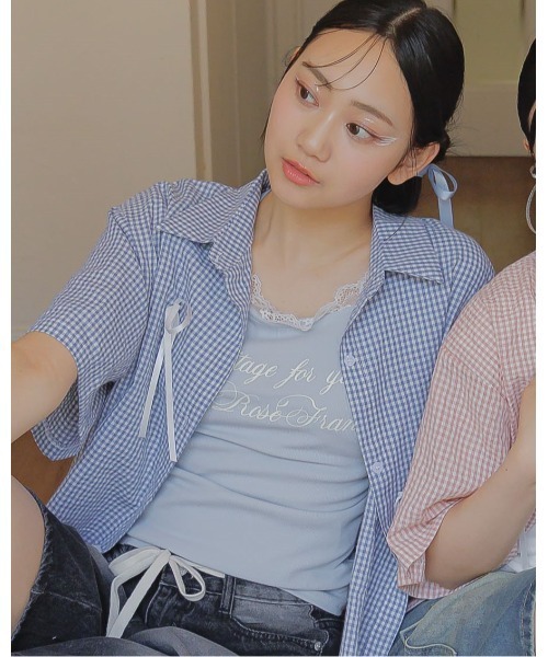 3.3 Field Trip (3.3フィールドトリップ)の「3.3 Field Trip/レースストール付き半袖T(Tシャツ/カットソー・レディース・ホワイト/グレー/ブルー/ブラック・FREE)」の11枚目の写真