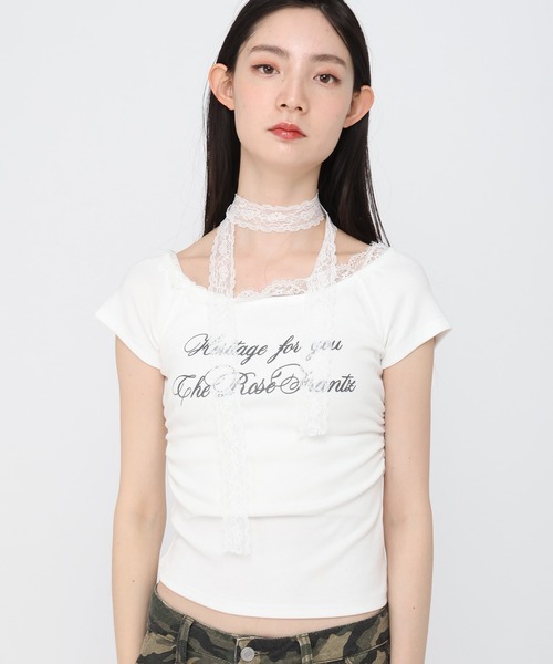 3.3 Field Trip／レースストール付き半袖T（Tシャツ/カットソー