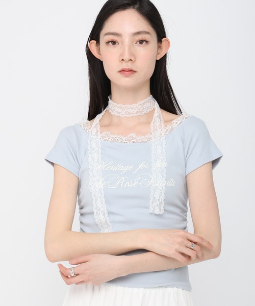 3.3 Field Trip／レースストール付き半袖T（Tシャツ/カットソー