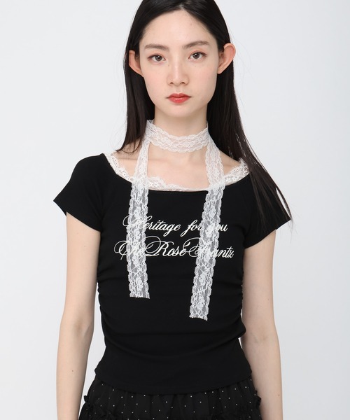 3.3 Field Trip (3.3フィールドトリップ)の「3.3 Field Trip/レースストール付き半袖T(Tシャツ/カットソー・レディース・ホワイト/グレー/ブルー/ブラック・FREE)」の5枚目の写真