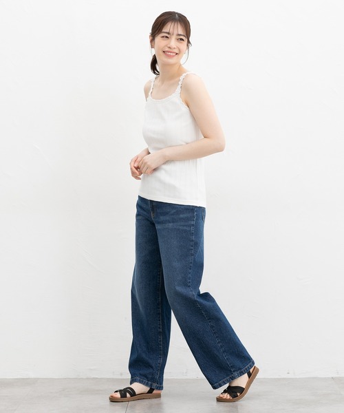 Honeys(ハニーズ)の「【UVカット】ランダムリブレースキャミ(キャミソール・レディース・アイボリー/スモーキーグリーン系/ブラック/モカ/オフホワイト・L/LL/M/S)」の7枚目の写真