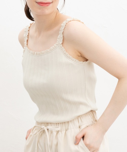 Honeys(ハニーズ)の「【UVカット】ランダムリブレースキャミ(キャミソール・レディース・アイボリー/スモーキーグリーン系/ブラック/モカ/オフホワイト・L/LL/M/S)」の16枚目の写真